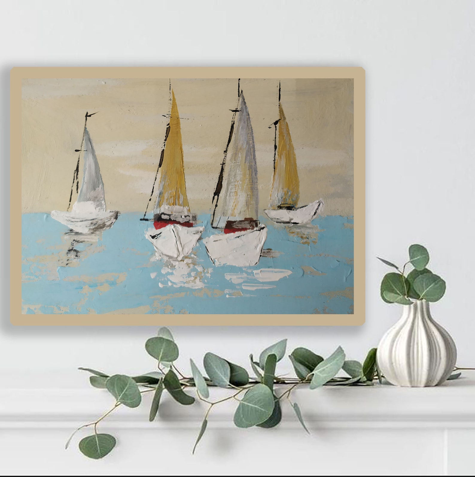 Sailboat painting Original painting Sailboat wall art Acrylic Etsy