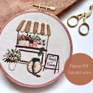 Fresh Flowers Embroidery Pattern, Embroidery Pattern Video Tutorial for Beginners