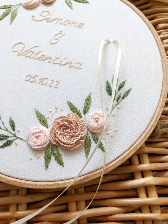 Custom Embroidered Wedding Ring Holder, Embroidered First Names, Wedding  Ring Holder, Embroidered Flowers -  Canada