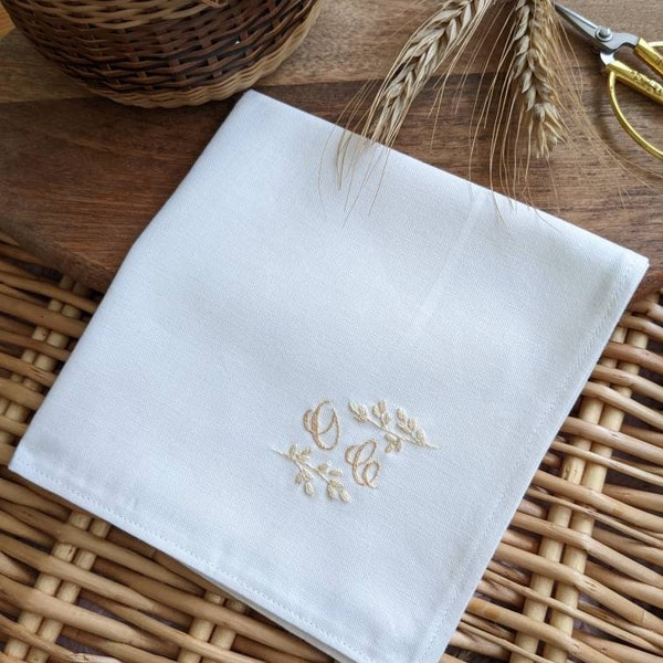 Wedding Handkerchief Embroidered Etsy