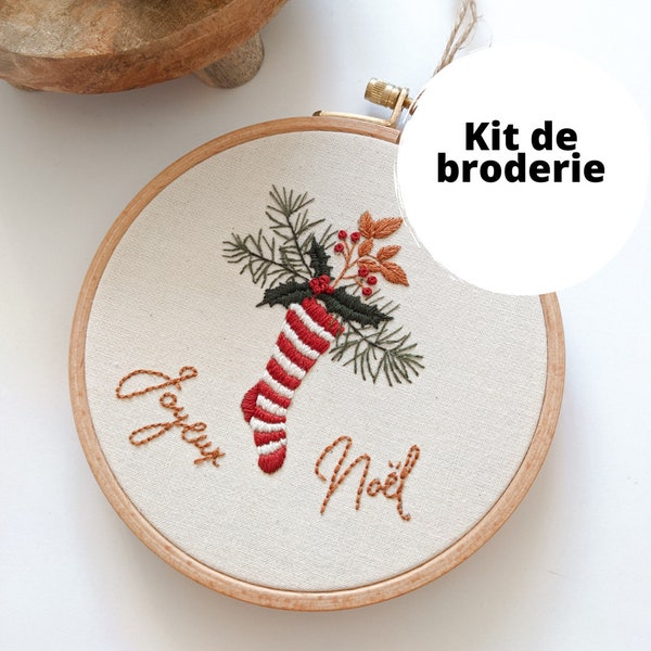 Kit de broderie Noël, kit de points de broderie, tutoriel vidéo, sapin de Noël