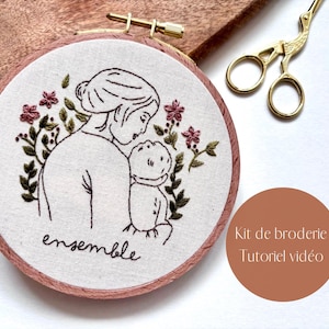 Kit di ricamo per principianti "Insieme", decorazione per la cameretta del neonato, regalo di nascita per la mamma