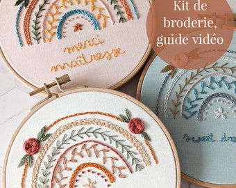 Kit de bordado de arcoíris: moderno, fácil de hacer, para principiantes, decoración de pared colorida, regalo creativo, patrón de bordado a mano.
