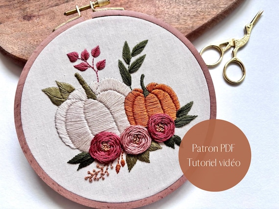 Parton de bordado en PDF, video tutorial, bordados de otoño