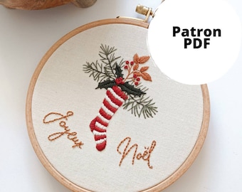 Christmas embroidery pattern, PDF pattern, tutorial for beginners