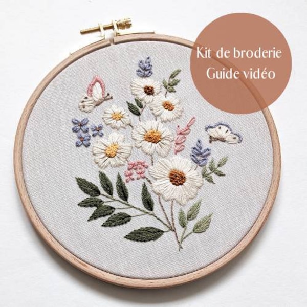 Kit de broderie pour les débutants - bouquet de fleurs printanière.