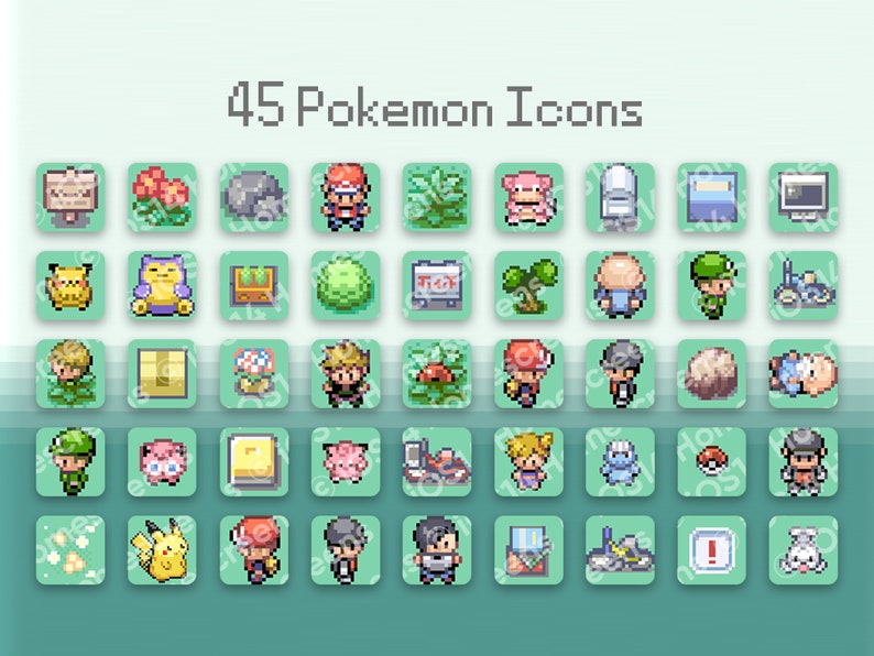 iOS 167 Icons Pokemon Fire Red Leaf Green iPhone IOS14 App Icons Pack Retro Game Theme Aesthetic Personalized Home Screen image 3