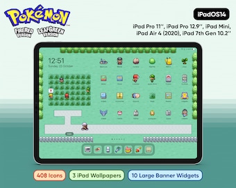 iPad 408 Icons | Pokemon Fire Red Leaf Green iPadOS 14 App Icons Pack | iOS | Retro Game Theme | Aesthetic Personalized Home Screen