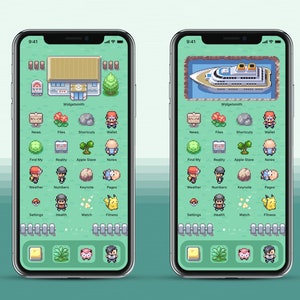 iOS 167 Icons Pokemon Fire Red Leaf Green iPhone IOS14 App Icons Pack Retro Game Theme Aesthetic Personalized Home Screen image 6