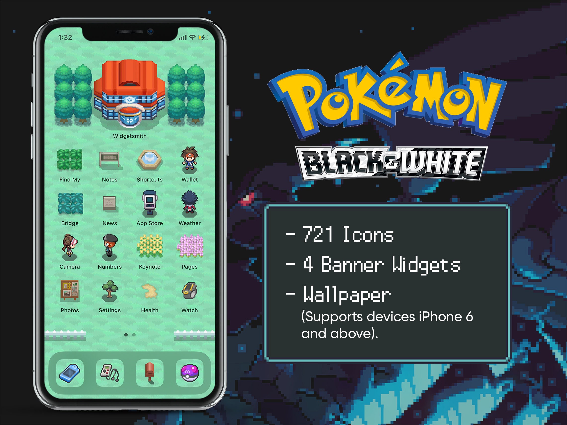 Pokemon HeartGold SoulSilver iOS14 Theme Pack - 667 App Icons