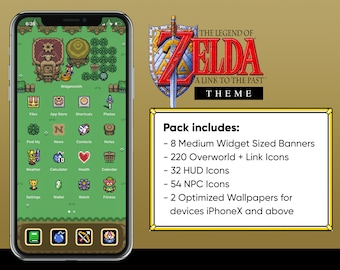 iOS 306 Icons | Legend of Zelda: A Link to the Past iPhone IOS14 App Wallpaper Icons | Retro Game Theme | Aesthetic Personalized Home Screen