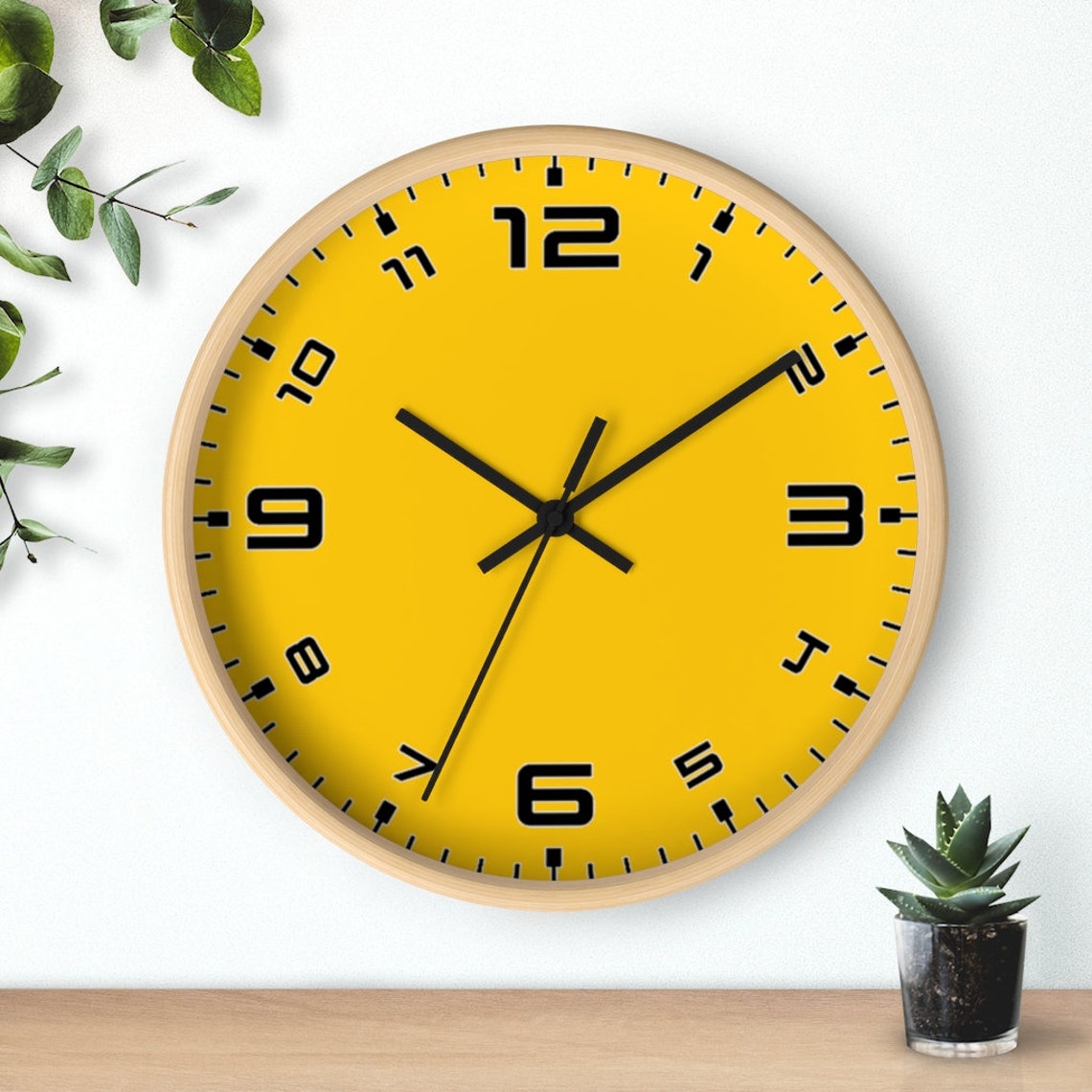 Yellow Wall Clock Silent Wall Clock Classic Numbers Clock Etsy