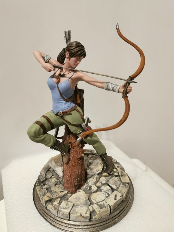 Lara Croft Tomb Raider "bow and arrow" 3D printed model SLA custom artist painted