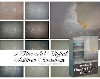 May include: Nine digital textured backdrops in a blush watercolor style. The backdrops are hand-made and feature a soft, dreamy aesthetic. The backdrops are perfect for adding a touch of elegance to your photos.