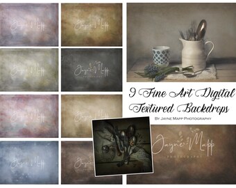 New Dream, 9 Fine Art Texture Overlays: Soft Painterly Photoshop Backgrounds (JPG)