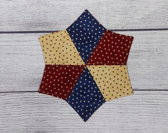 Mug Rug, Quilted Mug Rug, Americana Décor, Americana Mug Rug, Patriotic Mug Rug, Star Mug Rug, Reversible Mug Rug, Moda Fabric Mug Rug