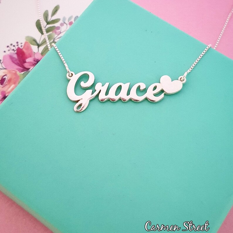 Personalized Pure Sterling Silver Name Necklace Grace with Etsy