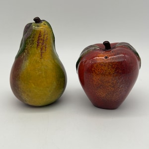 Vintage Ceramic Apple and Pear Salt and Pepper Shaker Set