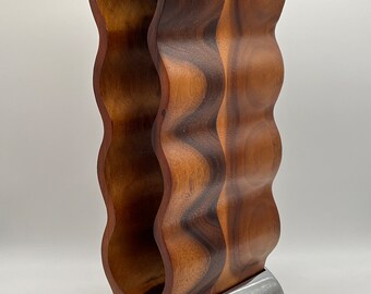 Nambe’ Curvo Wine Rack, 2013 Steve Cozzolino, Acacia Wood/Nambe’ Alloy