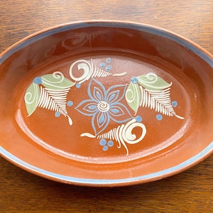 Vintage Beautiful Large Terracotta El Palomar Oval Bowl