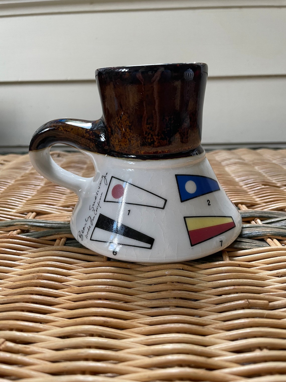 Vintage Bearly Surviving No Spill Coffee Mug Nautical Flags Etsy