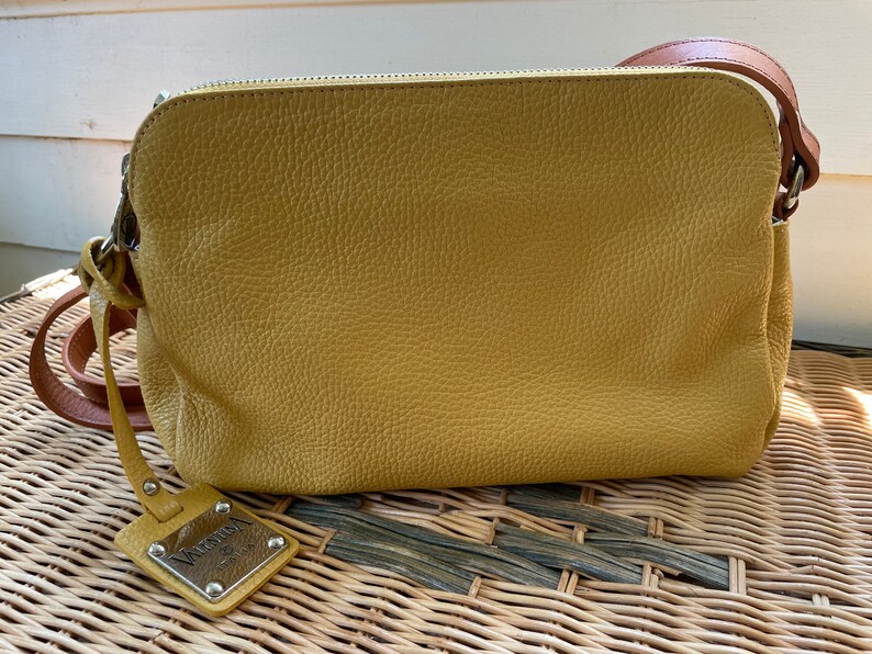 Valentina Mustard Yellow Leather Crossbody Bag Etsy