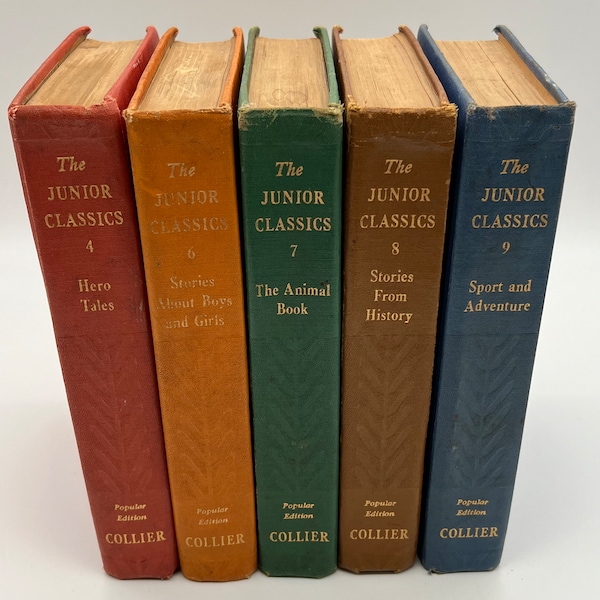 Vintage Junior Classics, The Young Folks Shelf of Books, 1938, Volumes 4, 6, 7, 8, 9