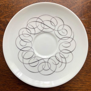 Vintage Rosenthal China “Script” Pattern by Raymond Loewy, Saucers, 11 available