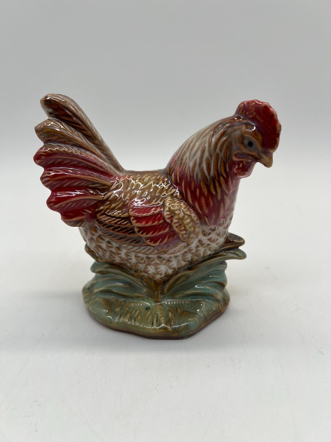 Farmhouse Kitchen Glazed Ceramic Rooster Figurine - Etsy