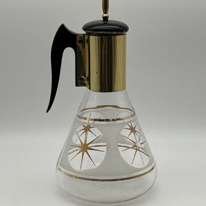 Vintage MCM Corning Glass Atomic Coffee Serving Carafe, signed Fred Press