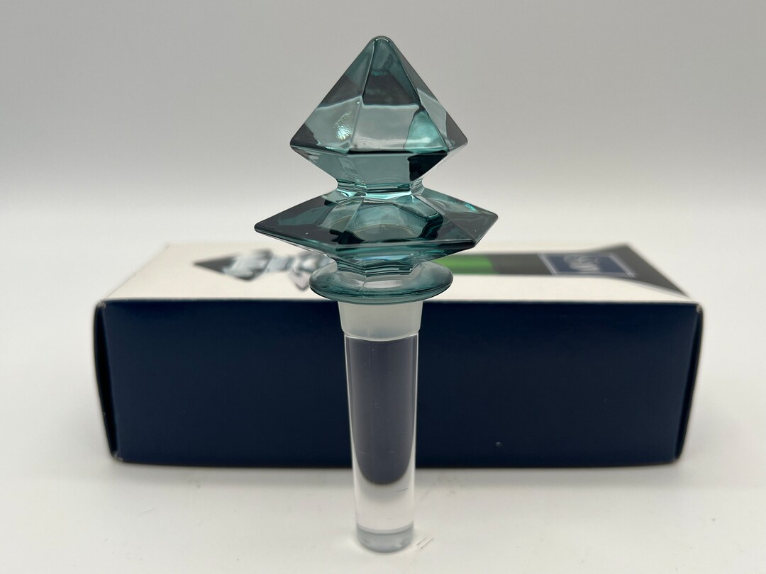 Vintage Mikasa Crystal Bottle Stopper Finial Teal Original Etsy