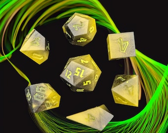 neon halloween dice set, Handmade sharp edged resin dice set for role playing games like Dungeons and Dragons