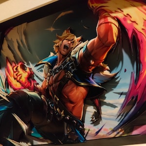 Handgemachte League of Legends Shadowbox Art - Soul Fighter Sett (A4-Größe)