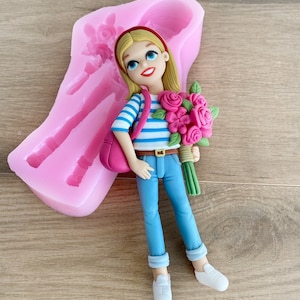 Girl  silicone mold / resin mold / plaster mold/ gypsum for silicone mold/ baby frame decoration silicone mold / for baby panel silicone mol