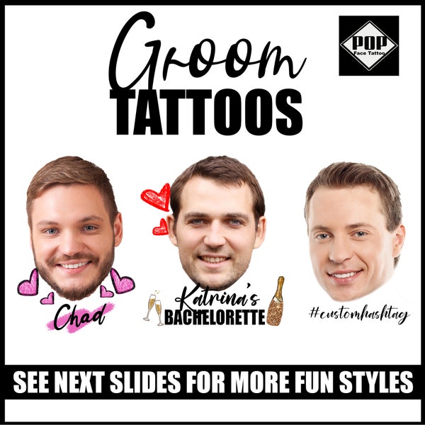 Bachelorette Party Tattoos | Custom Temporary Tattoos | Bachelorette Tattoos | Bride Gifts | Bachelorette Decor | Groom's Face Tattoo