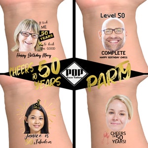 50th Birthday I cheers to 50 years, party favors, 50 and fabulous, 50th birthday for women & for men, custom tattoos, gift, birthday favors