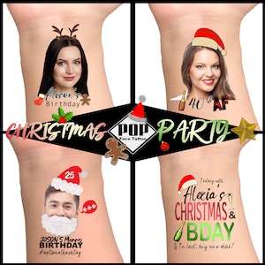 60% SALE Weihnachten Geburtstagsparty, Party Tattoos, benutzerdefinierte temporäre Tattoos, Weihnachtsdekoration, für Freund Geburtstag Tattoos Foto Tattoos,