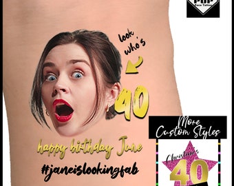 Look Who's 40 | Party Tattoo Favors, personalized tattoo, 40th birthday for women, for man, custom tattoo, temporary tattoo, photo, gift