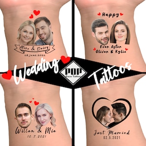 Wedding Custom Tattoos l Wedding Favors, Custom Face Tattoo, Photo Temporary Tattoo, Couple Tattoo, Wedding Tattoo, gifts