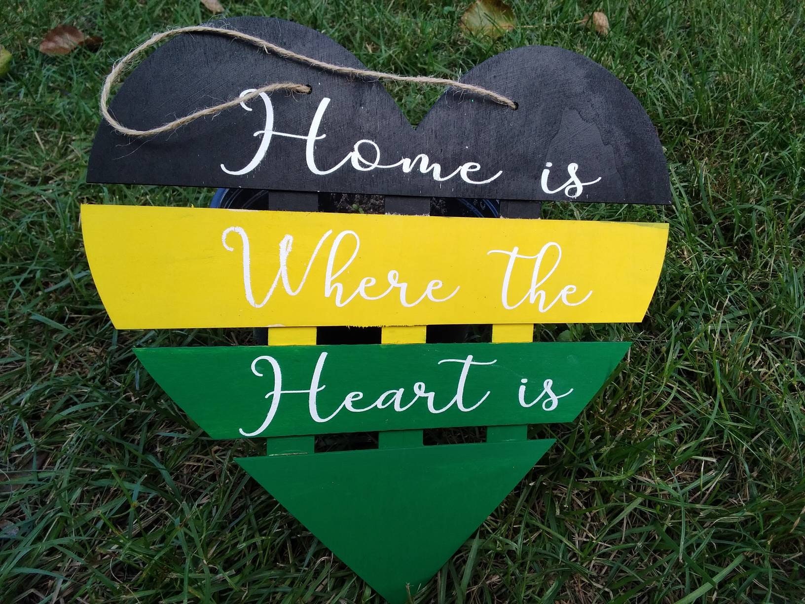 Home is where the Heart is... Jamaican Flag Shutter Wood Heart Etsy