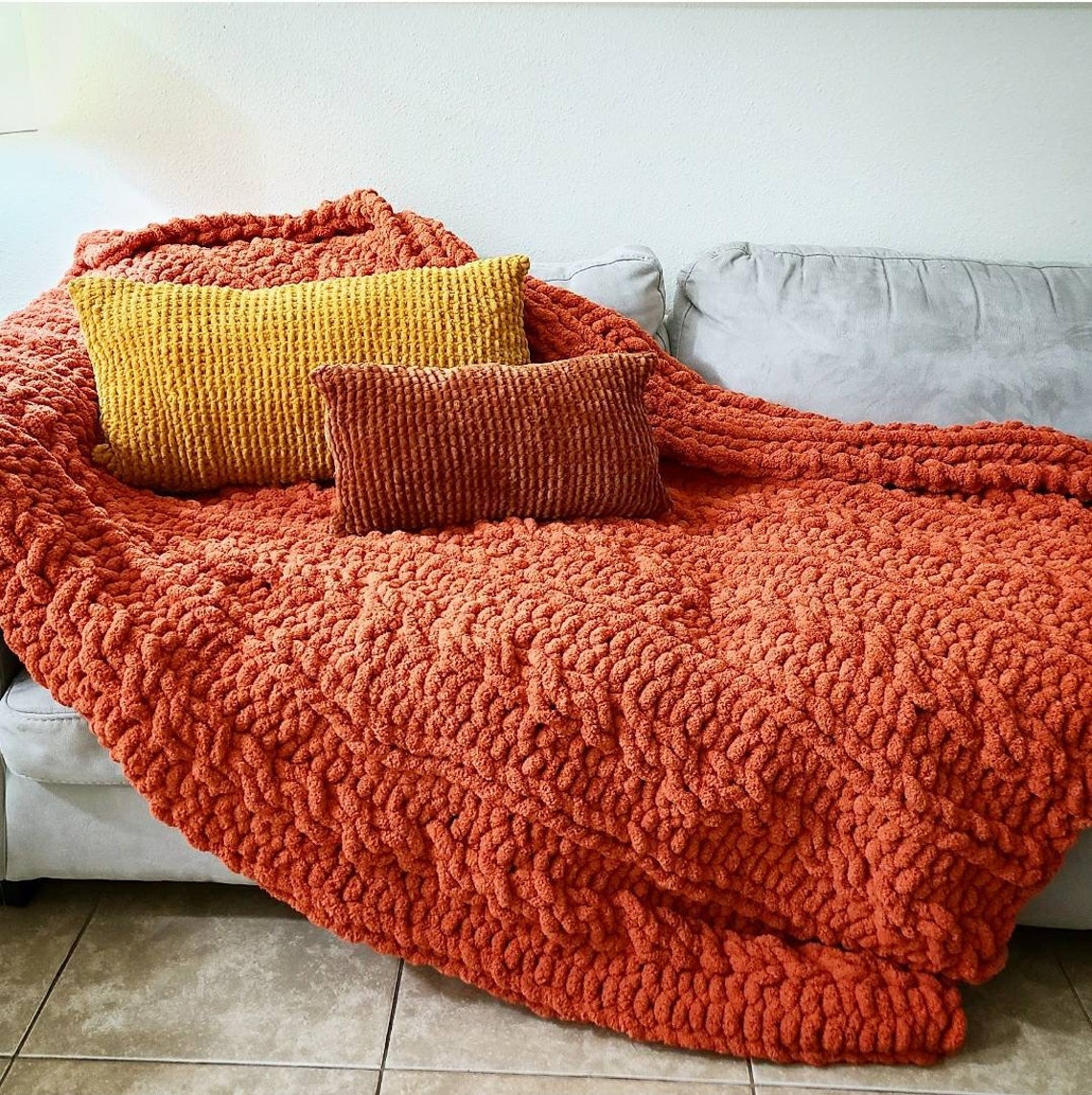 Small cable knit burnt orange handknitted super chunky Etsy