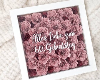Personalized flower box with homemade paper flowers | Roses | Flower decoration | Gift | Flowerbox |