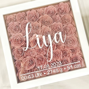 Personalized shadow box with homemade paper flowers | Roses | Flower box | Flower decoration | Gift