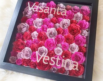 Personalized flower box with handmade paper flowers | Roses | Flowerbox | Flower decoration | Gift