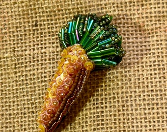 Carrot Brooch Pin Jewellery, Bag Pin, Lapel Pin, Beaded Brooch, Vegetable  Brooch, Food