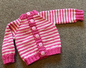 Baby cardigan pink stripes