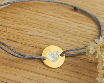 Gravurarmband, Fingerabdruck, Herz, personalisierbar, Familie, 925er Silber, Herz, vergoldet, rosévergoldet, silber, Mama, Geschenk