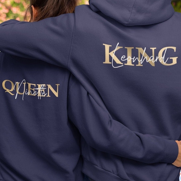 King Queen Hoodie | Valentinstag Partner Hoodie |  Pärchen Geschenk | Pärchen Pullover Pulli Sweatshirt