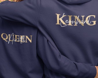 King Queen Hoodie | Valentine's Day Partner Hoodie | Couple gift | Couple pullover sweater sweatshirt