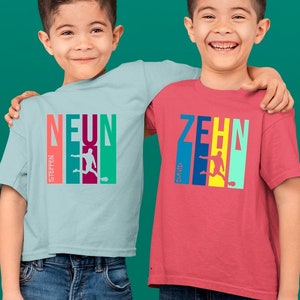 Birthday T-shirt for boys, football design, long-sleeved/short-sleeved | Personalized birthday T-shirt with number and name | Gift for ages 2, 3, 4, 5, 6, 7, 8, 9